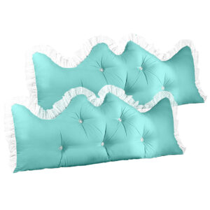 SOGA 2X 120cm Light Blue Princess Bed Pillow Headboard Backrest Bedside Tatami Sofa Cushion with Ruffle Lace Home Decor, Furniture, Living Room Furniture, Occasional Chairs, , ,  - NZ DEPOT 1