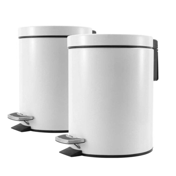 Soga 2X 12L Foot Pedal Stainless Steel Rubbish Recycling Garbage Waste Trash Bin Round White, Home &Amp; Living, Kitchen &Amp; Dining, Kitchen Storage, Kitchen Bins,  - Nz Depot 1