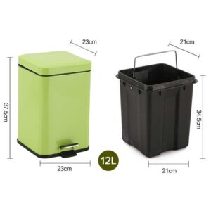 SOGA 2X 12L Foot Pedal Stainless Steel Rubbish Recycling Garbage Waste Trash Bin Square Green, Home & Living, Kitchen & Dining, Kitchen Storage, Kitchen Bins, ,  - NZ DEPOT 2