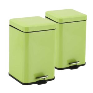 SOGA 2X 12L Foot Pedal Stainless Steel Rubbish Recycling Garbage Waste Trash Bin Square Green, Home & Living, Kitchen & Dining, Kitchen Storage, Kitchen Bins, ,  - NZ DEPOT 1