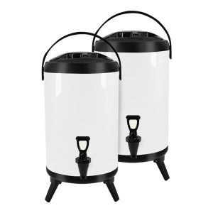 SOGA 2X 12L Stainless Steel Insulated Milk Tea Barrel Hot and Cold Beverage Dispenser Container with Faucet White, Home & Living, Kitchen & Dining, Barware, Spirit Dispensers, ,  - NZ DEPOT 1