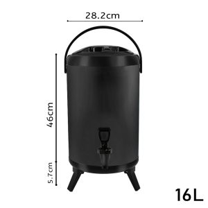 SOGA 2X 16L Stainless Steel Insulated Milk Tea Barrel Hot and Cold Beverage Dispenser Container with Faucet Black, Home & Living, Kitchen & Dining, Barware, Spirit Dispensers, ,  - NZ DEPOT 2