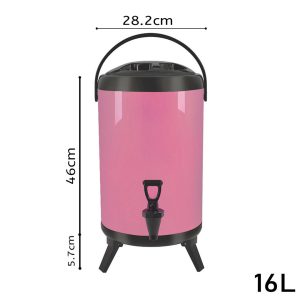 SOGA 2X 16L Stainless Steel Insulated Milk Tea Barrel Hot and Cold Beverage Dispenser Container with Faucet Pink, Home & Living, Kitchen & Dining, Barware, Spirit Dispensers, ,  - NZ DEPOT 2