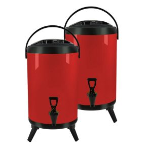 SOGA 2X 16L Stainless Steel Insulated Milk Tea Barrel Hot and Cold Beverage Dispenser Container with Faucet Red, Home & Living, Kitchen & Dining, Barware, Spirit Dispensers, ,  - NZ DEPOT 1