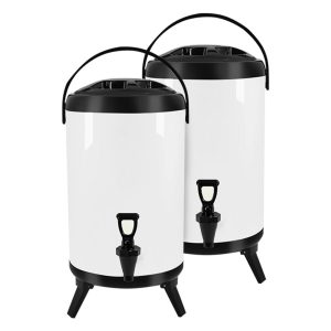 SOGA 2X 16L Stainless Steel Insulated Milk Tea Barrel Hot and Cold Beverage Dispenser Container with Faucet White, Home & Living, Kitchen & Dining, Barware, Spirit Dispensers, ,  - NZ DEPOT 1