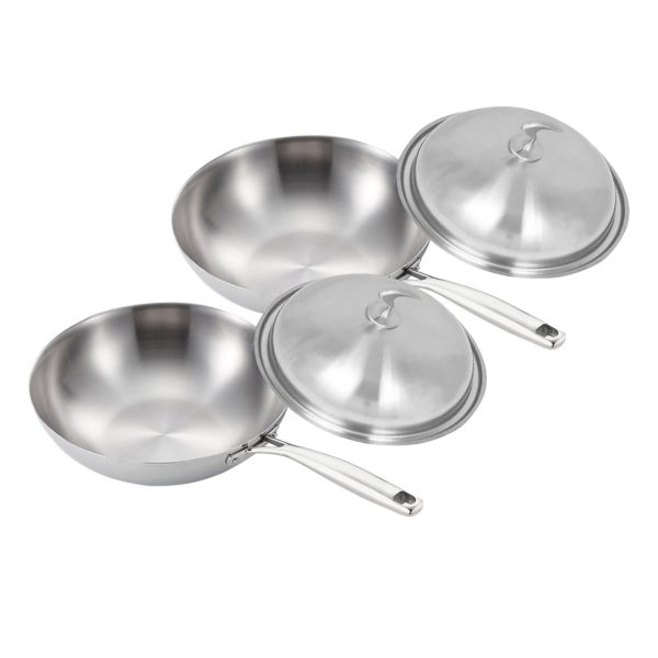 Soga 2X 18/10 Stainless Steel Fry Pan 32Cm Frying Pan Top Grade Cooking Skillet With Lid, Home &Amp; Living &Gt; Kitchen &Amp; Dining &Gt; Cookware &Gt; Frying Pans, , , , ,  - Nz Depot 1