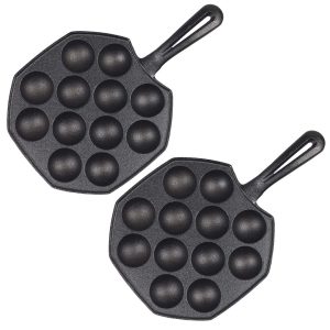 SOGA 2X 18CM Cast Iron Takoyaki Fry Pan Octopus Balls Maker 12 Hole Cavities Grill Mold, Home & Living, Kitchen & Dining, Cookware, Frying Pans, ,  - NZ DEPOT 1