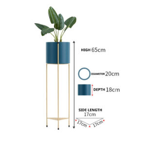 SOGA 2X 2 Layer 65cm Gold Metal Plant Stand with Blue Flower Pot Holder Corner Shelving Rack Indoor Display, Home & Living, Home Decor, Indoor Pots, Planters and Plant Stands, , ,  - NZ DEPOT 2