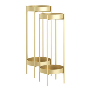 SOGA 2X 2 Layer 80cm Gold Metal Plant Stand Flower Pot Holder Corner Shelving Rack Indoor Display, Home & Living, Home Decor, Indoor Pots, Planters and Plant Stands, , ,  - NZ DEPOT 1