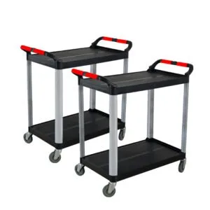Buy SOGA 2X 2 Tier Food Trolley Portable Kitchen Cart Multifunctional Big Utility Service with wheels 845x430x940mm Black Online - Business & Industrial/Food Service/Food Service Carts - 1 - NZ Depot Free Shipping
