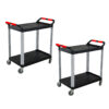 SOGA 2X 2 Tier Food Trolley Portable Kitchen Cart Multifunctional Big Utility Service with wheels 950x500x640mm Black, Business & Industrial>Food Service>Food Service Carts, , , , ,  - NZ DEPOT 1