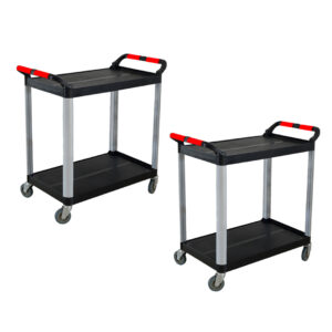 SOGA 2X 2 Tier Food Trolley Portable Kitchen Cart Multifunctional Big Utility Service with wheels 950x500x640mm Black, Business & Industrial, Food Service, Food Service Carts, , ,  - NZ DEPOT 1