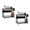 SOGA 2X 2 Tier Steel Black Kitchen Countertop Drying Dish Rack Plate Cutlery Cutting Board Holder Dish Drainer Kitchen Organiser, Garden, Tools & Hardware, Garage Storage & Organisation, Utility Shelves, , ,  - NZ DEPOT 1