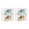 SOGA 2X 2 Tier Transparent Portable Shoe Organiser Sneaker Footwear Folding Plastic Bin Stackable Storage Box with Magnetic Door, Furniture>Storage & Shelving>Shoe Storage, , , , ,  - NZ DEPOT 1
