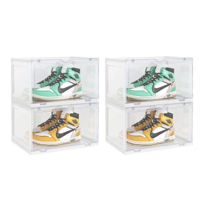 SOGA 2X 2 Tier Transparent Portable Shoe Organiser Sneaker Footwear Folding Plastic Bin Stackable Storage Box with Magnetic Door, Furniture, Storage & Shelving, Shoe Storage, , , Slow Cookers & Pressure Cookers - NZ DEPOT 1