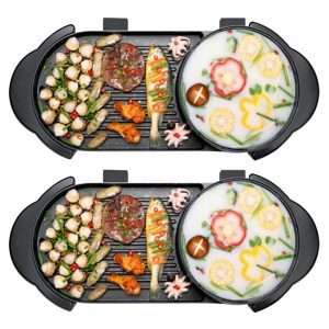 SOGA 2X 2  in 1 Electric Non-Stick BBQ Teppanyaki Grill Plate Steamboat Hotpot 2-8 Person, Home & Living, Kitchen & Dining, Cookware, Griddles & Grill Pans, ,  - NZ DEPOT 1