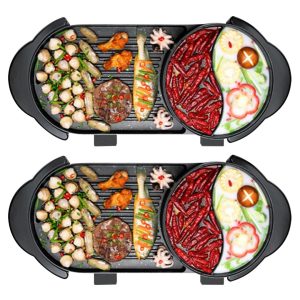 SOGA 2X 2  in 1 Electric Non-Stick BBQ Teppanyaki Grill Plate Steamboat Hotpot 2-8 Person, Home & Living, Kitchen & Dining, Cookware, Griddles & Grill Pans, ,  - NZ DEPOT 1