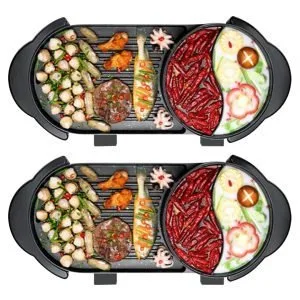 Buy SOGA 2X 2 in 1 Electric Non-Stick BBQ Teppanyaki Grill Plate Steamboat Hotpot 2-8 Person Online - Home & Living/Kitchen & Dining/Cookware/Griddles & Grill Pans - 1 - NZ Depot Free Shipping