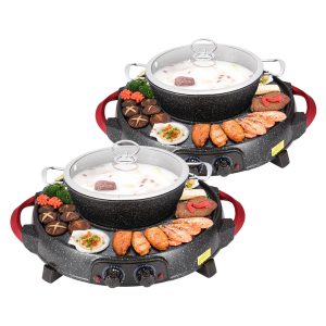 SOGA 2X 2  in 1 Electric Stone Coated Teppanyaki Grill Plate Steamboat Hotpot, Home & Living, Kitchen & Dining, Cookware, Griddles & Grill Pans, ,  - NZ DEPOT 1