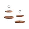 SOGA 2X 20cm 2 Tier Brown  Round Wooden Acacia  Dessert Tray Cake Snacks Cupcake Stand Buffet Serving Countertop Decor, Kitchenware, Table Top, Servingware, Servingware Platter, ,  - NZ DEPOT 1