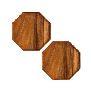 SOGA 2X 20cm Octagon Wooden Acacia Food Serving Tray Charcuterie Board Centerpiece Home Decor, Kitchenware, Table Top, Servingware, Servingware Platter, ,  - NZ DEPOT 1