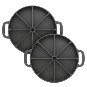 SOGA 2X 21.5CM Round Cast Iron Baking Wedge Pan Cornbread Cake 8-Slice Baking Dish with Handle, Home & Living, Kitchen & Dining, Cookware, Frying Pans, ,  - NZ DEPOT 1