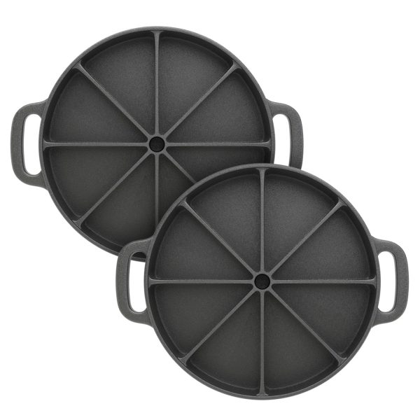 SOGA 2X 21.5CM Round Cast Iron Baking Wedge Pan Cornbread Cake 8-Slice Baking Dish with Handle, Home & Living, Kitchen & Dining, Cookware, Frying Pans, ,  - NZ DEPOT 1