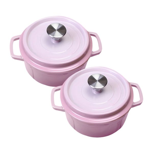 Soga 2X 22Cm Pink Cast Iron Ceramic Stewpot Casserole Stew Cooking Pot With Lid, Home &Amp; Living, Kitchen &Amp; Dining, Cookware, Casserole Dishes, ,  - Nz Depot 1