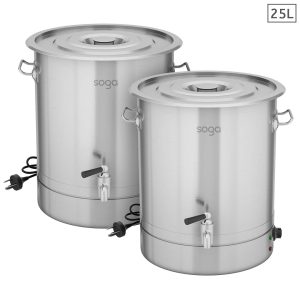 SOGA 2X 25L Stainless Steel URN Commercial Water Boiler 2200W, electronics & appliances, appliances, small kitchen appliances, toasters & kettles, kettles & urns,  - NZ DEPOT 1