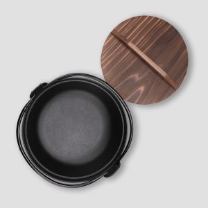 SOGA 2X 25cm Cast Iron Japanese Style Sukiyaki Tetsu Nabe Shabu Hot Pot with Wooden Lid, Home & Living, Kitchen & Dining, Cookware, Frying Pans, ,  - NZ DEPOT 2