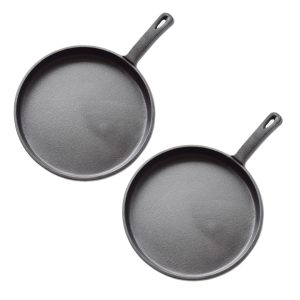 SOGA 2X 26cm Round Cast Iron Frying Pan Skillet Griddle Sizzle Platter, Home & Living, Kitchen & Dining, Cookware, Frying Pans, ,  - NZ DEPOT 1