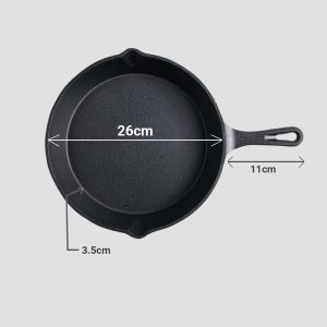 SOGA 2X 26cm Round Cast Iron Frying Pan Skillet Steak Sizzle Platter with Handle, Home & Living, Kitchen & Dining, Cookware, Frying Pans, ,  - NZ DEPOT 2