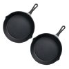 SOGA 2X 26cm Round Cast Iron Frying Pan Skillet Steak Sizzle Platter with Handle, Home & Living>Kitchen & Dining>Cookware>Frying Pans, , , , , - NZ DEPOT 1