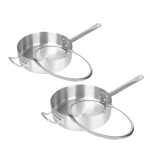 Soga 2X 26Cm Stainless Steel Saucepan Sauce Pan With Glass Lid And Helper Handle Triple Ply Base Cookware Nz Depot - Nz Depot