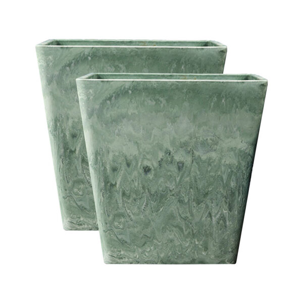 SOGA 2X 27cm Green Grey Square Resin Plant Flower Pot in Cement Pattern Planter Cachepot for Indoor Home Office, Home & Living, Home Decor, Indoor Pots, Planters and Plant Stands, , ,  - NZ DEPOT 1