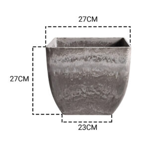 SOGA 2X 27cm Rock Grey Square Resin Plant Flower Pot in Cement Pattern Planter Cachepot for Indoor Home Office, Home & Living, Home Decor, Indoor Pots, Planters and Plant Stands, , ,  - NZ DEPOT 2