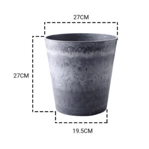 SOGA 2X 27cm Weathered Grey Round Resin Plant Flower Pot in Cement Pattern Planter Cachepot for Indoor Home Office, Home & Living, Home Decor, Indoor Pots, Planters and Plant Stands, , ,  - NZ DEPOT 2