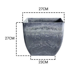 SOGA 2X 27cm Weathered Grey Square Resin Plant Flower Pot in Cement Pattern Planter Cachepot for Indoor Home Office, Home & Living, Home Decor, Indoor Pots, Planters and Plant Stands, , ,  - NZ DEPOT 2