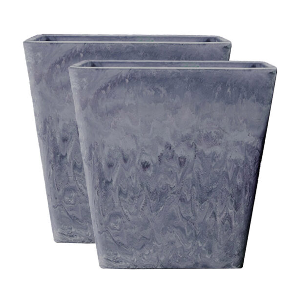 SOGA 2X 27cm Weathered Grey Square Resin Plant Flower Pot in Cement Pattern Planter Cachepot for Indoor Home Office, Home & Living>Home Decor>Indoor Pots, Planters and Plant Stands, , , , ,  - NZ DEPOT 1