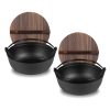 SOGA 2X 29cm Cast Iron Japanese Style Sukiyaki Tetsu Nabe Shabu Hot Pot with Wooden Lid, Home & Living>Kitchen & Dining>Cookware>Frying Pans, , , , , - NZ DEPOT 1