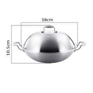 SOGA 2X 3-Ply 38cm Stainless Steel Double Handle Wok Frying Fry Pan Skillet with Lid, Home & Living, Kitchen & Dining, Cookware, Frying Pans, ,  - NZ DEPOT 2