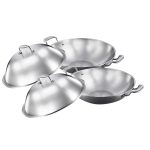 SOGA 2X 3-Ply 42cm Stainless Steel Double Handle Wok Frying Fry Pan Skillet with Lid, Home & Living>Kitchen & Dining>Cookware>Frying Pans, , , , ,  - NZ DEPOT 1