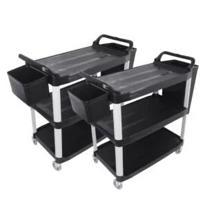 Buy SOGA 2X 3 Tier 83x43x95cm Food Trolley Food Waste Cart w/ 2 Bins Storage Kitchen Small Online - Business & Industrial/Food Service/Food Service Carts - 1 - NZ Depot Free Shipping