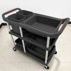 SOGA 2X 3-Tier Commercial Soiled Food Trolley Dirty Plate Cart Five Buckets Kitchen Food Utility, Business & Industrial, Food Service, Food Service Carts, , ,  - NZ DEPOT 2