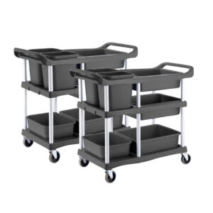 SOGA 2X 3-Tier Commercial Soiled Food Trolley Dirty Plate Cart Five Buckets Kitchen Food Utility, Business & Industrial, Food Service, Food Service Carts, , ,  - NZ DEPOT 1