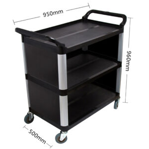 SOGA 2X 3 Tier Covered Food Trolley Food Waste Cart Storage Mechanic Kitchen Black, Business & Industrial, Food Service, Food Service Carts, , ,  - NZ DEPOT 2