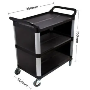Buy SOGA 2X 3 Tier Covered Food Trolley Food Waste Cart Storage Mechanic Kitchen Black Online - Business & Industrial/Food Service/Food Service Carts - 2 - NZ Depot Free Shipping