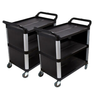 SOGA 2X 3 Tier Covered Food Trolley Food Waste Cart Storage Mechanic Kitchen Black, Business & Industrial, Food Service, Food Service Carts, , ,  - NZ DEPOT 1