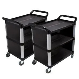 Buy SOGA 2X 3 Tier Covered Food Trolley Food Waste Cart Storage Mechanic Kitchen Black Online - Business & Industrial/Food Service/Food Service Carts - 1 - NZ Depot Free Shipping