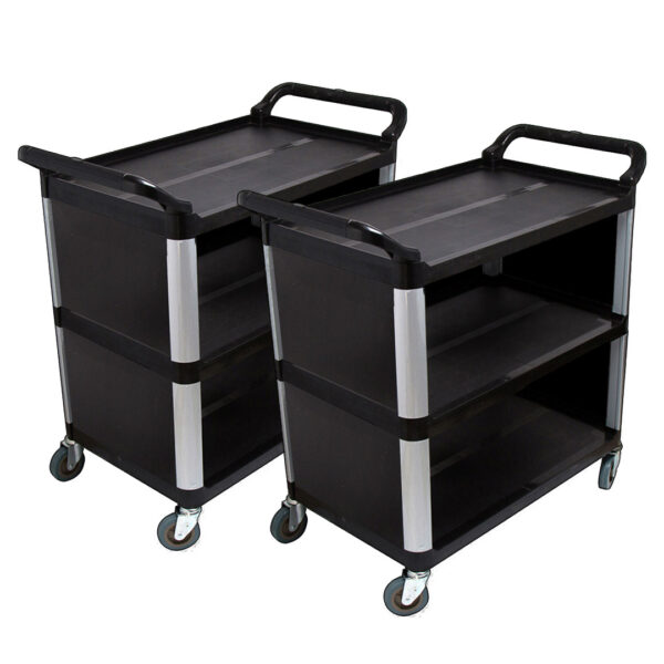 Soga 2X 3 Tier Covered Food Trolley Food Waste Cart Storage Mechanic Kitchen Black, Business &Amp; Industrial, Food Service, Food Service Carts, , ,  - Nz Depot 1